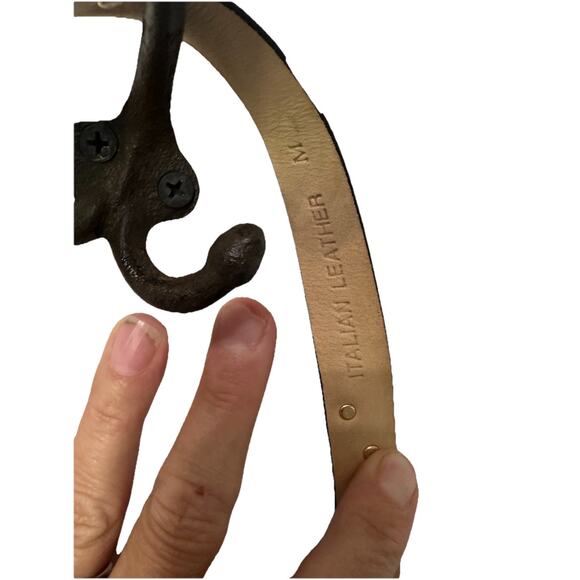 LB Belt Company Golf Belt Womens Italian Leather Lizard Embossed Black Gold - Picture 7 of 8